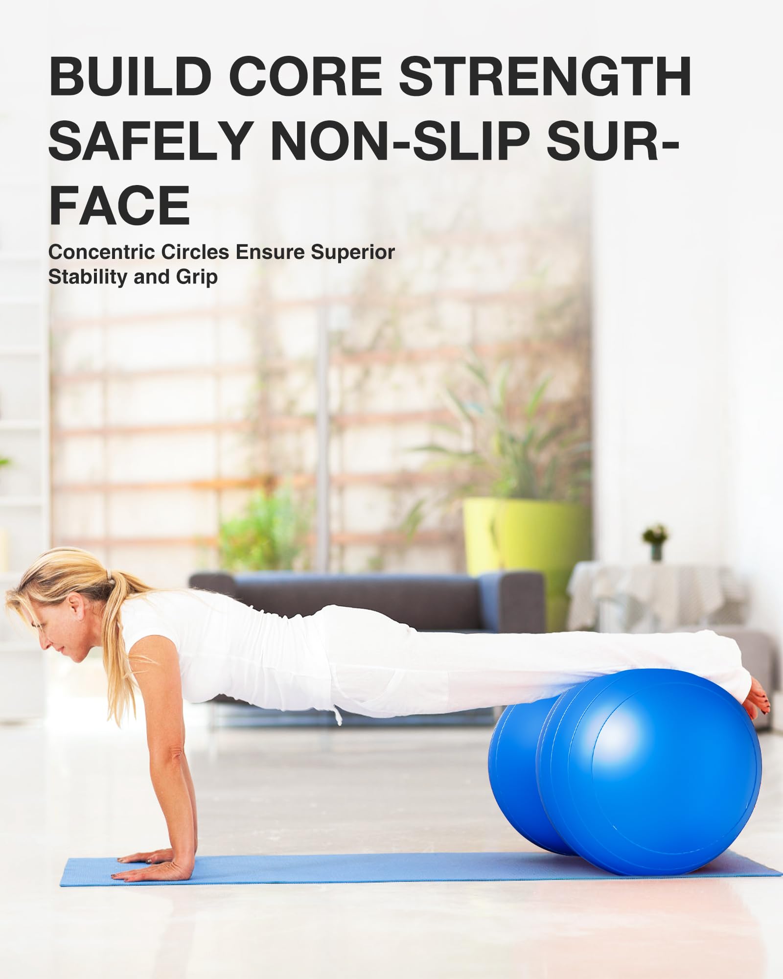Soluxy ball used during core strengthening exercise for stability training