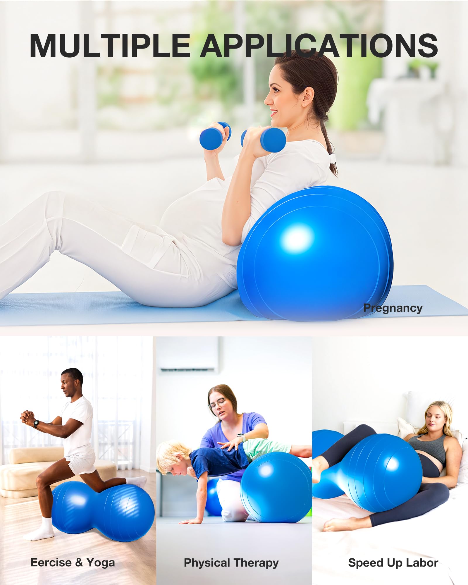 Soluxy ball with included foot pump for quick five to eight minute inflation
