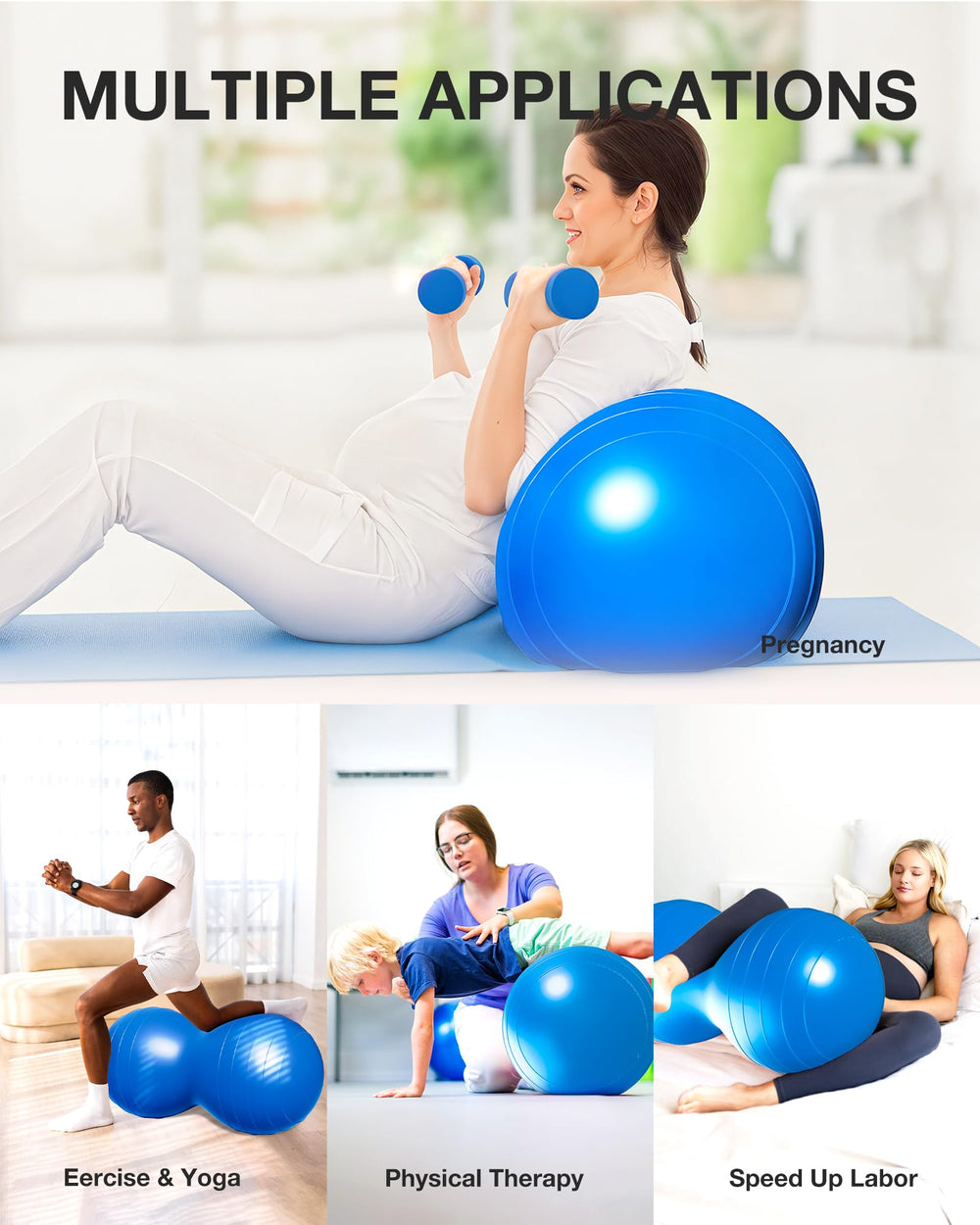 Soluxy ball with included foot pump for quick five to eight minute inflation