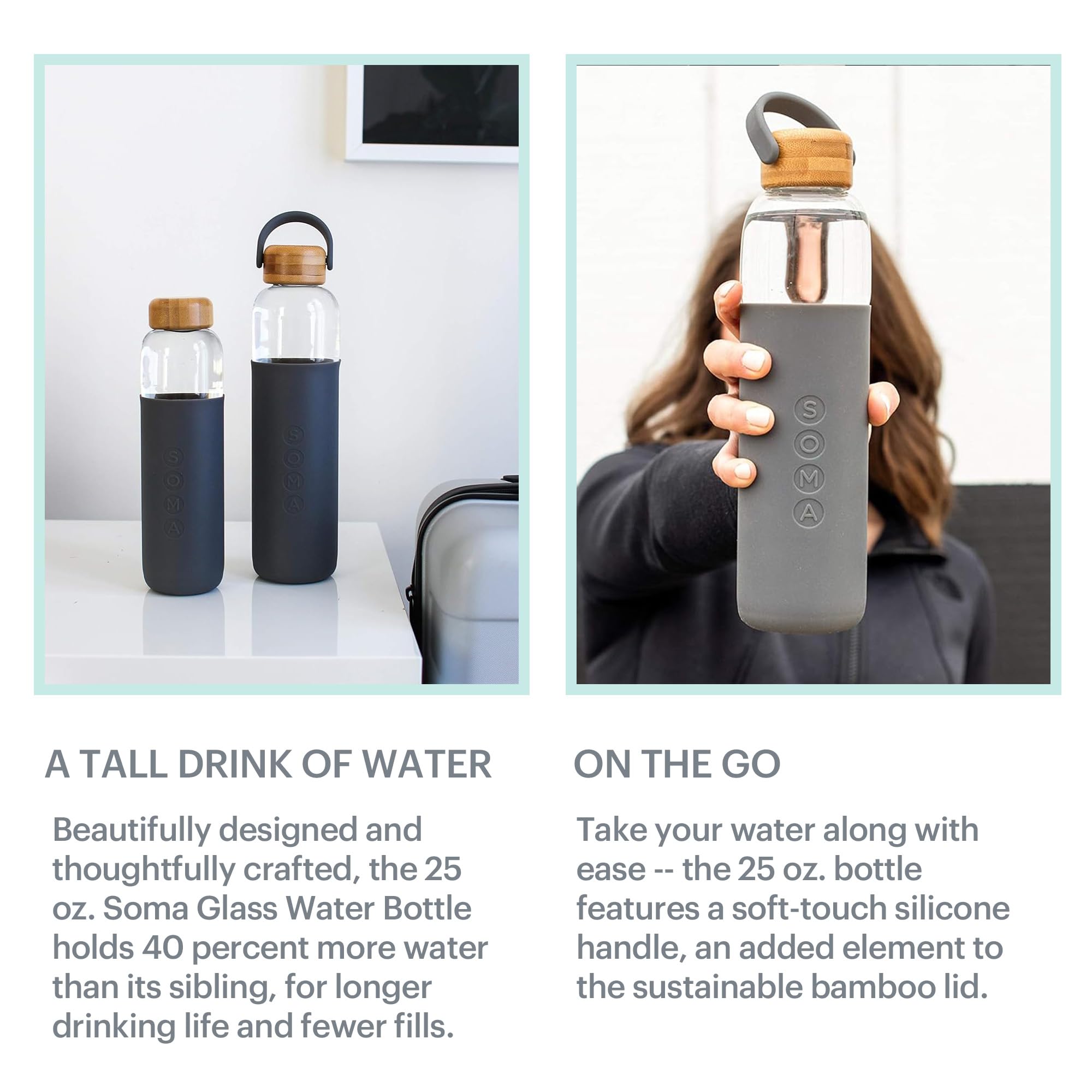 Full Circle Soma on hiking trail showing outdoor-friendly sustainable water bottle