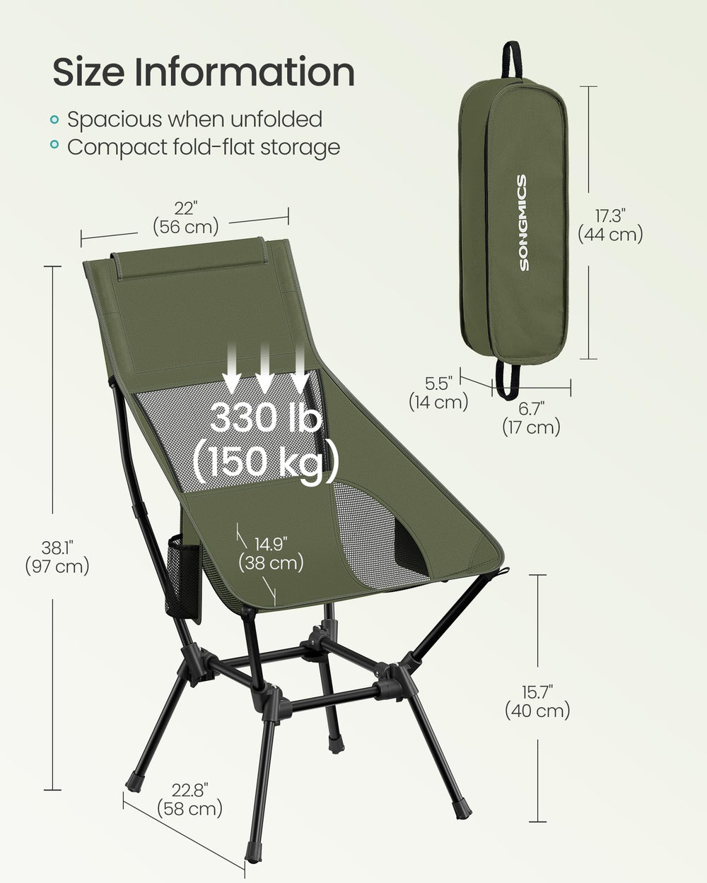SONGMICS chair packed in carry bag for lightweight transportability