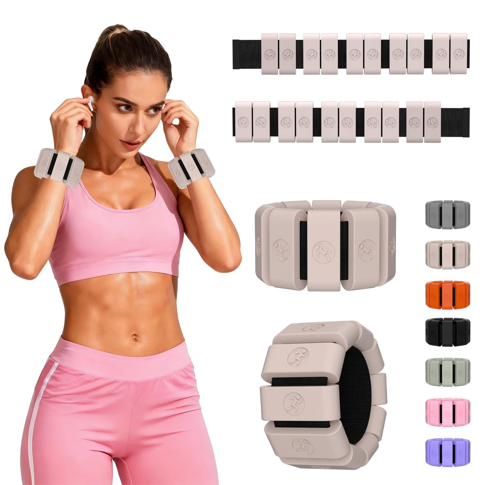 Sonkoloro front view of flesh-colored wrist and ankle weights, clear design benefit