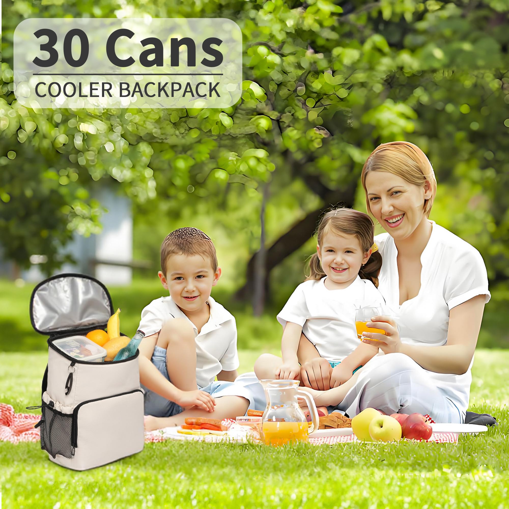 sorozien cooler backpack on beach towel in picnic scene keeping food chilled