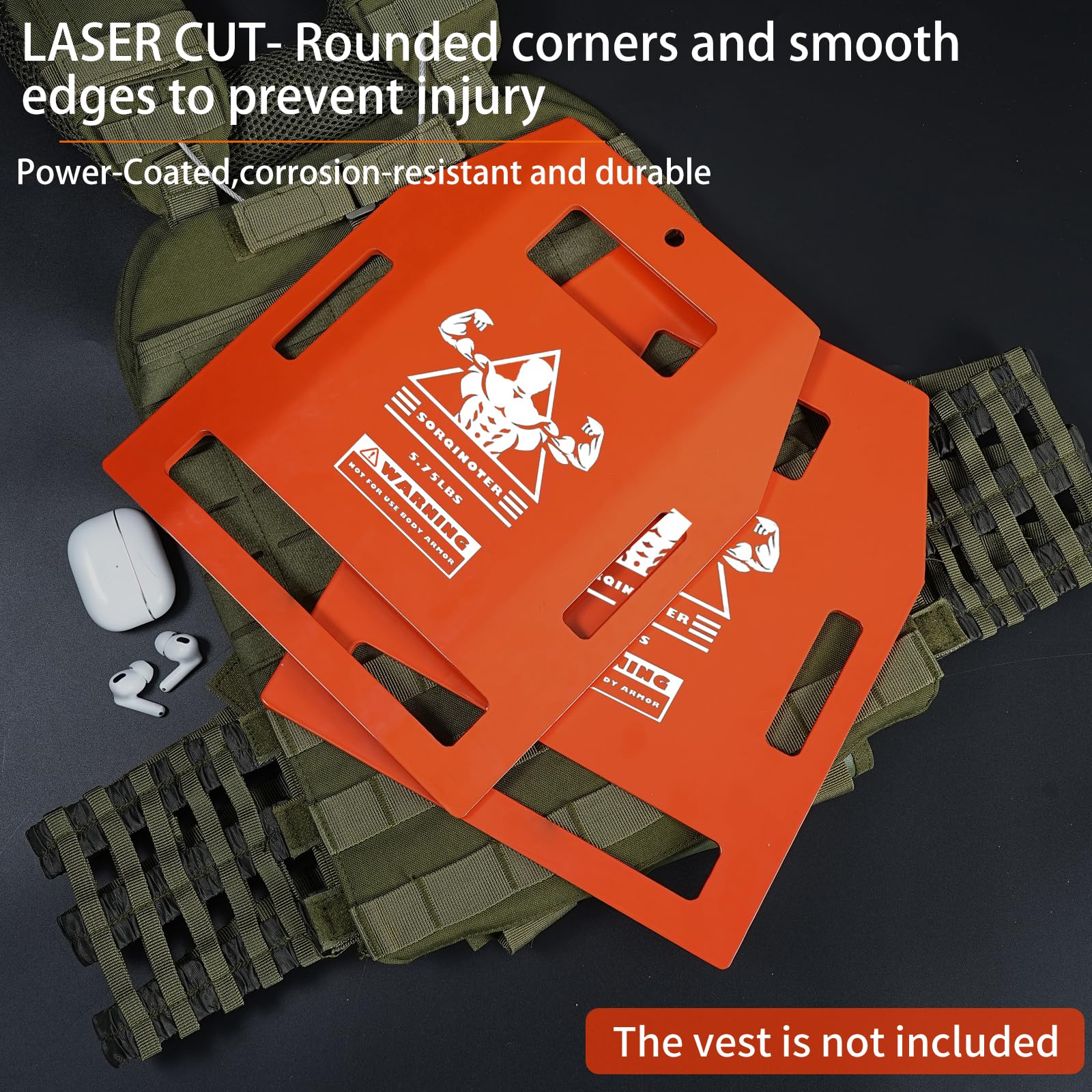 SORQINOTER close-up of curved plate texture and rounded edges for improved chest comfort