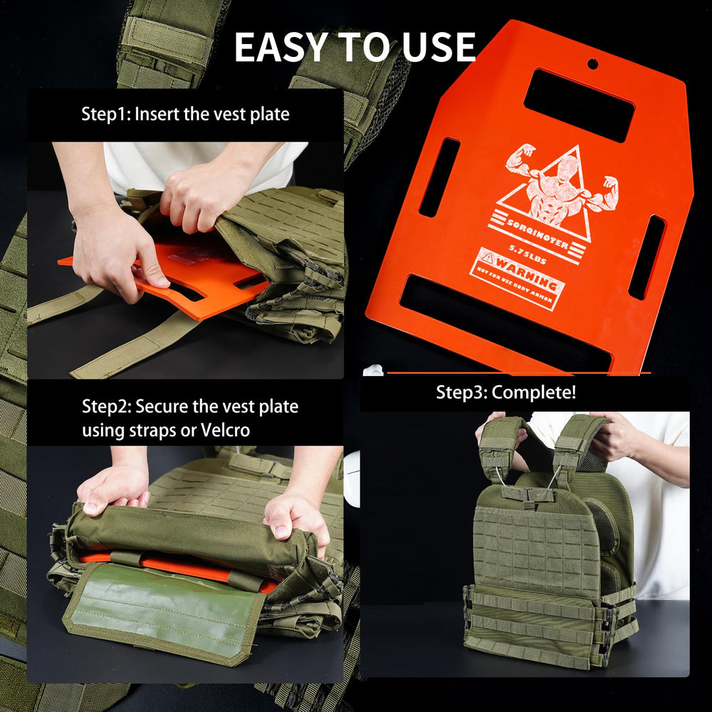 SORQINOTER plates installed in a vest showing easy insertion and strap compatibility
