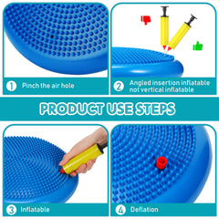 Sotiff inflated disc side view demonstrating stable wobble and firm comfortable support