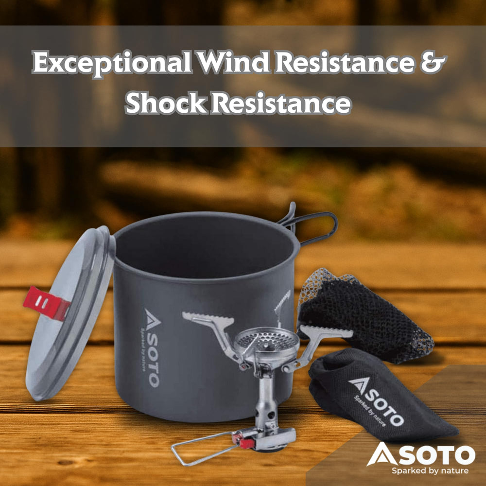 SOTO Amicus burner closeup showing raised crown design for wind resistance