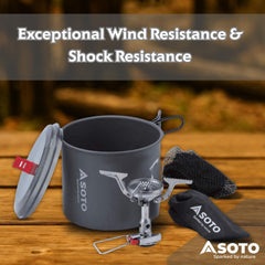 SOTO Amicus burner closeup showing raised crown design for wind resistance
