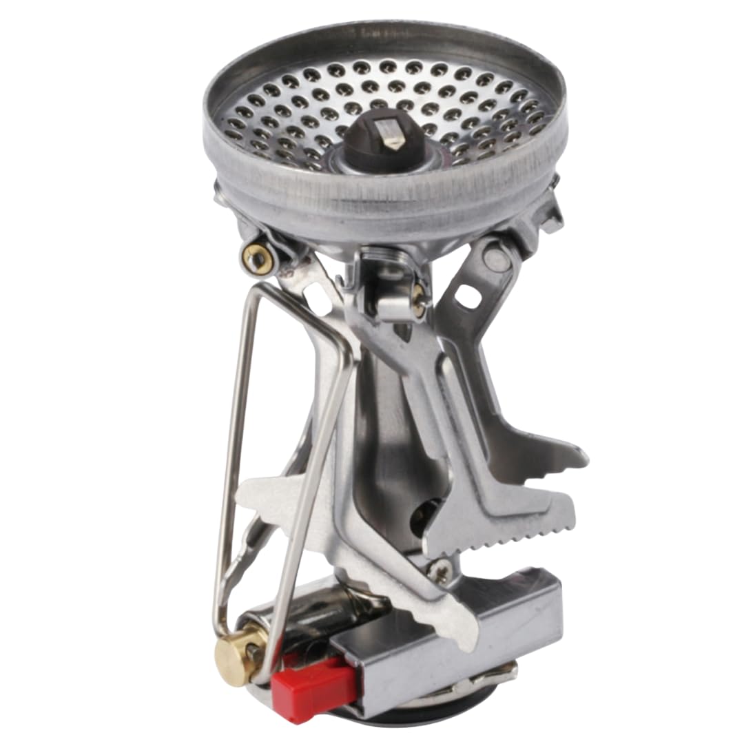SOTO Amicus front view showing compact stove and pot, reliable cooking on trail