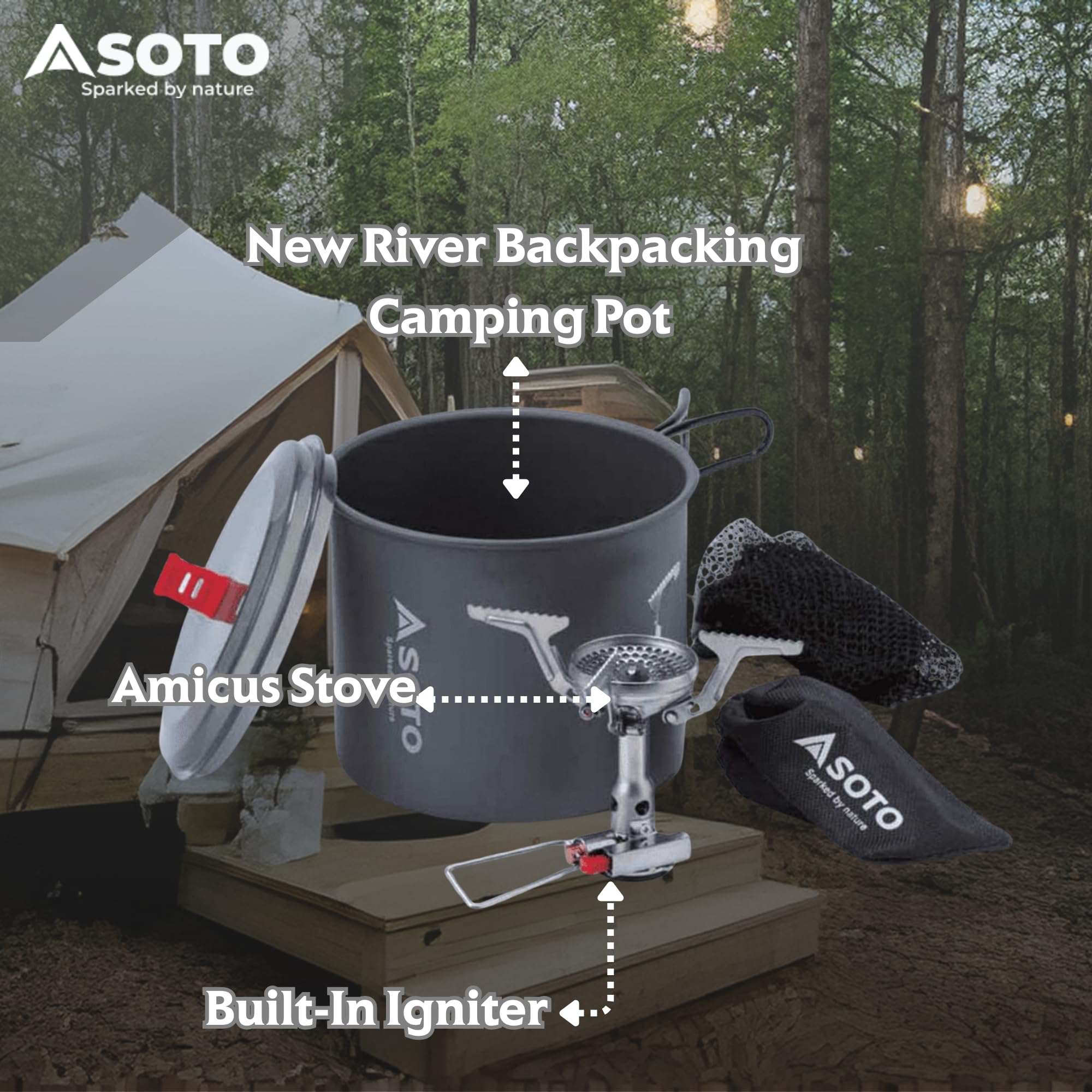 SOTO Amicus igniter sparking on stove, built-in ignition for easy starts