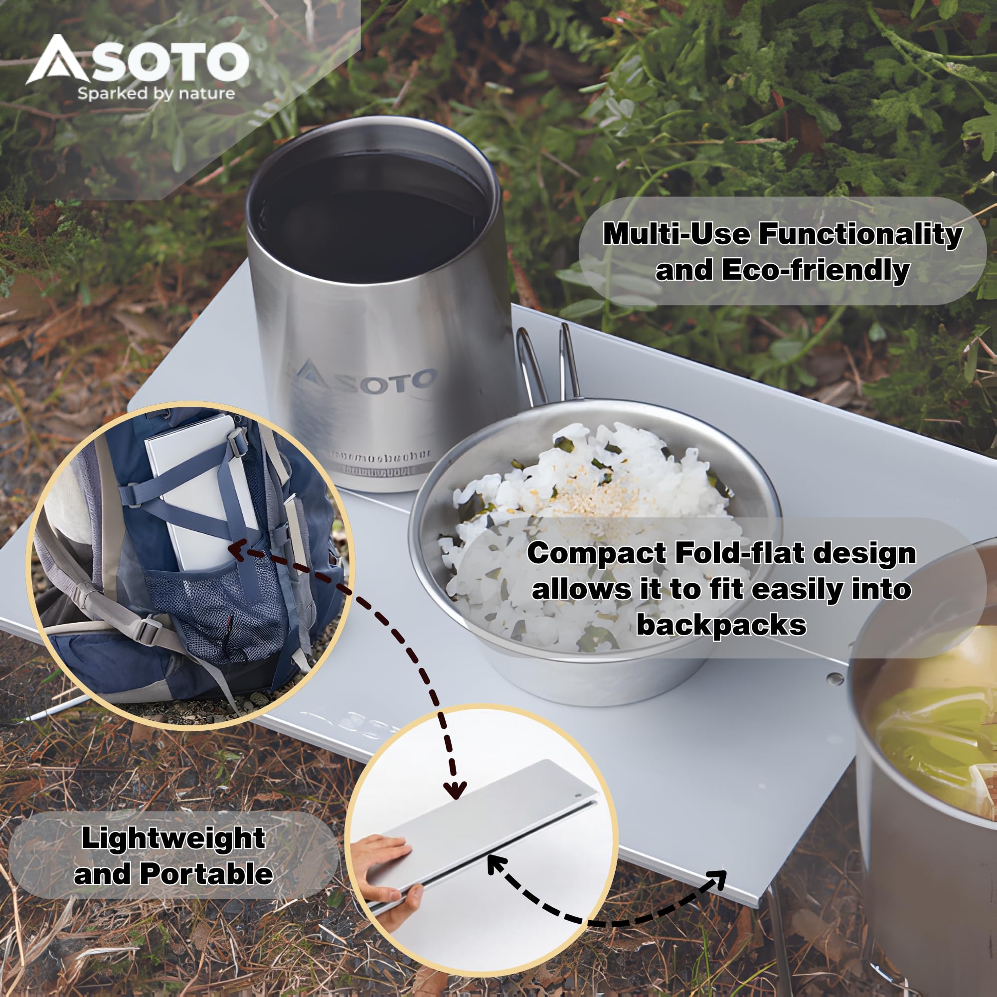 SOTO leg joint detail showing stainless steel strength and stable support