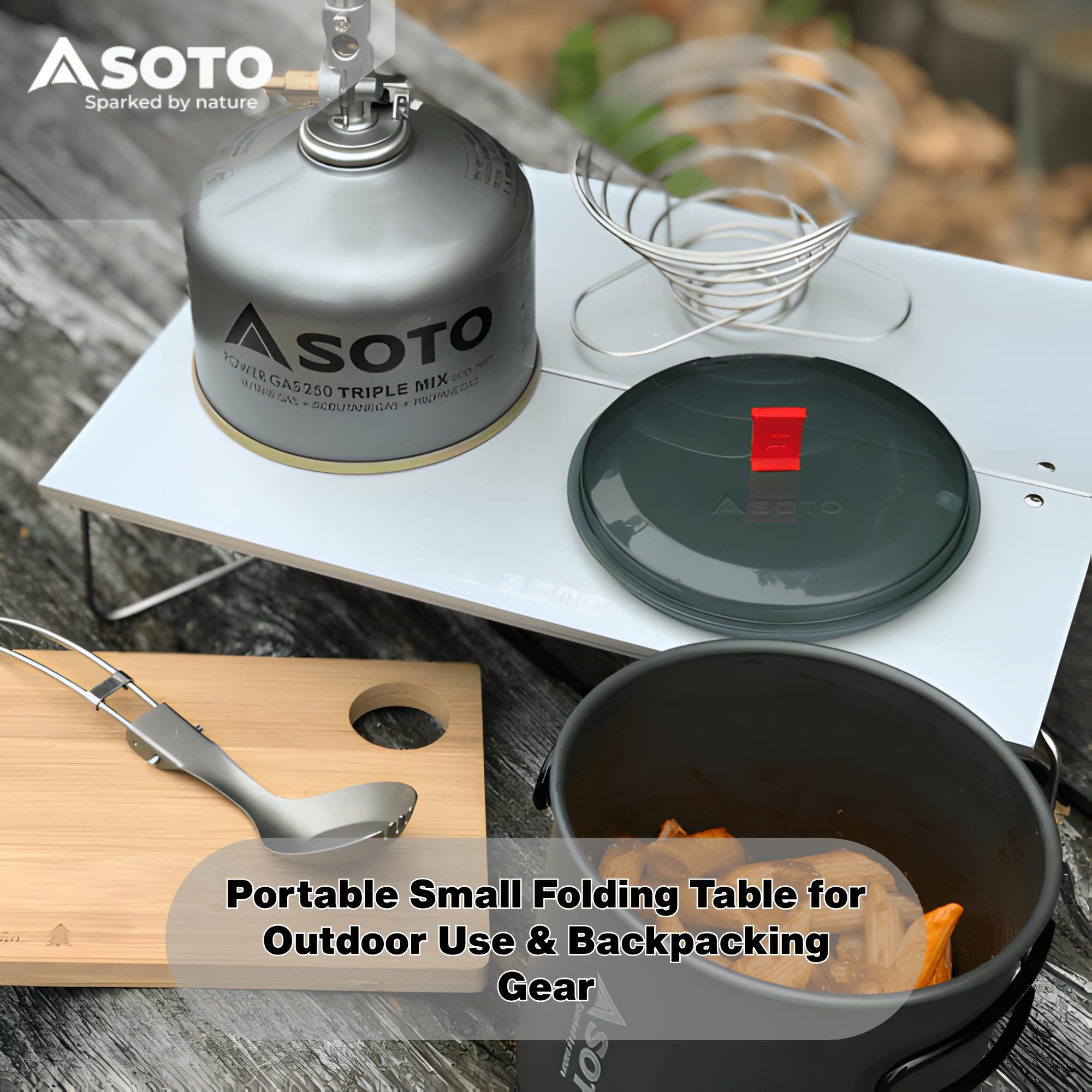 SOTO packed flat in backpack illustrating slim profile and easy storage