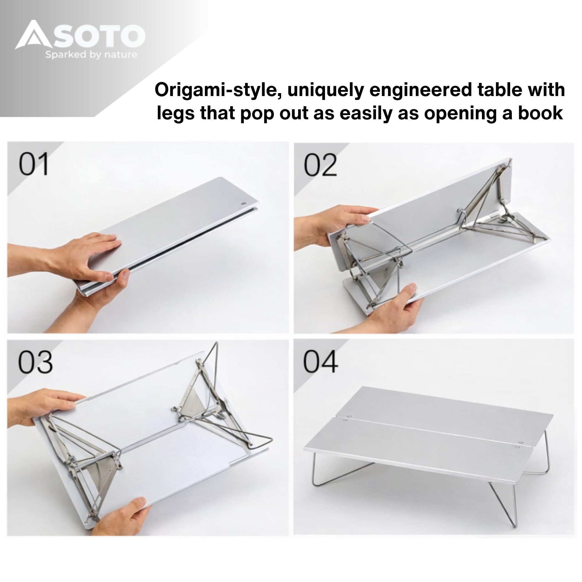SOTO scale with water bottle showing size comparison and packability advantage
