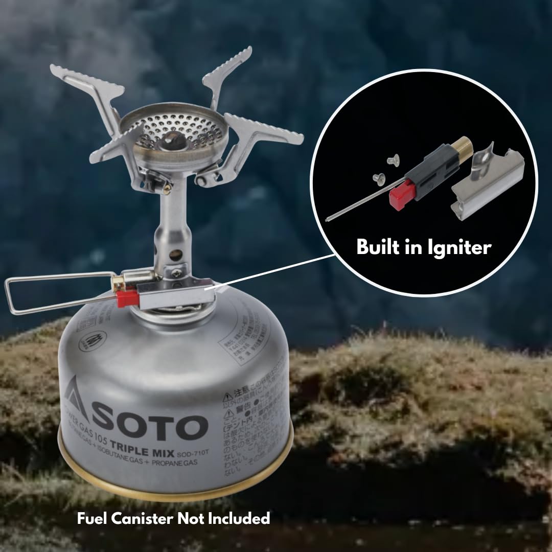 SOTO Amicus valve control close-up for precise flame adjustment and simmering