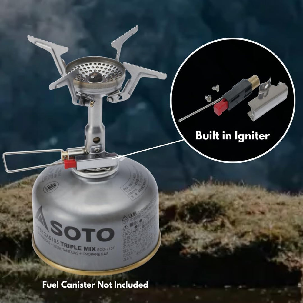 SOTO Amicus valve control close-up for precise flame adjustment and simmering