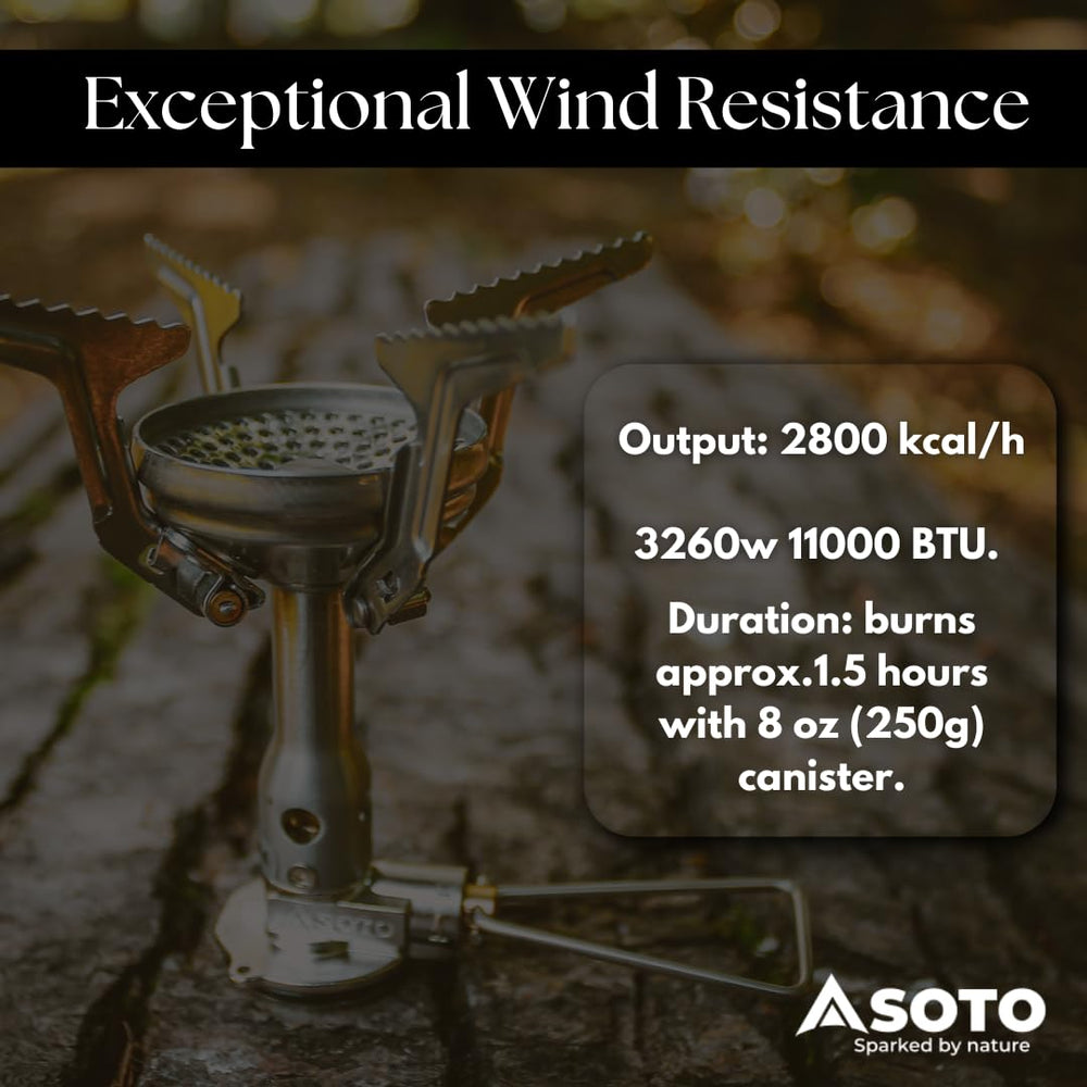 SOTO Amicus flame resisting wind during test, consistent heat in gusts