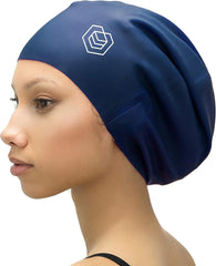SOUL CAP navy front view showing cap shape and secure fit benefits