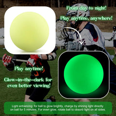 Soulchen balls glowing bright green in darkness for visibility