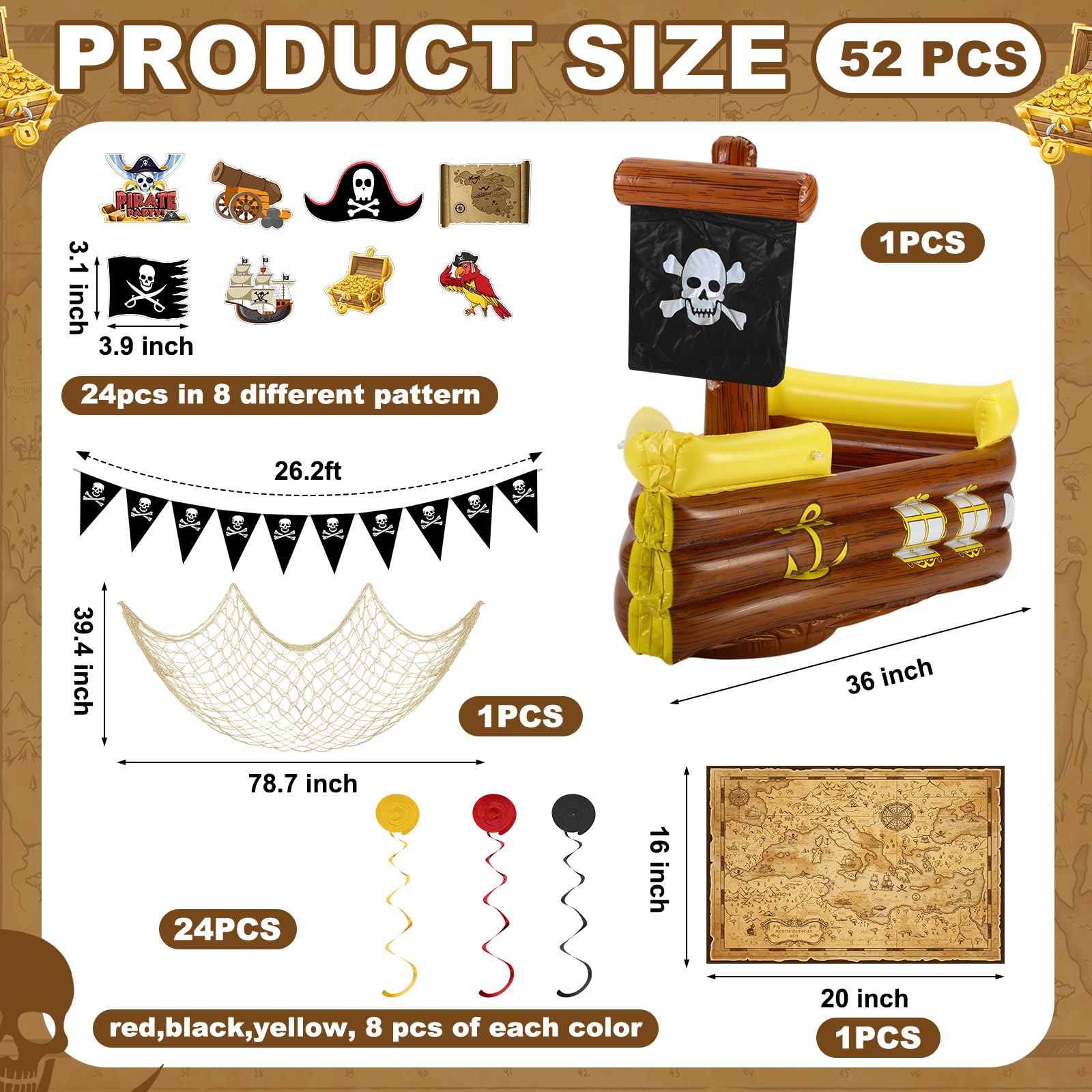 Soulchen inflatable pirate ship close-up highlighting durable vinyl and detail