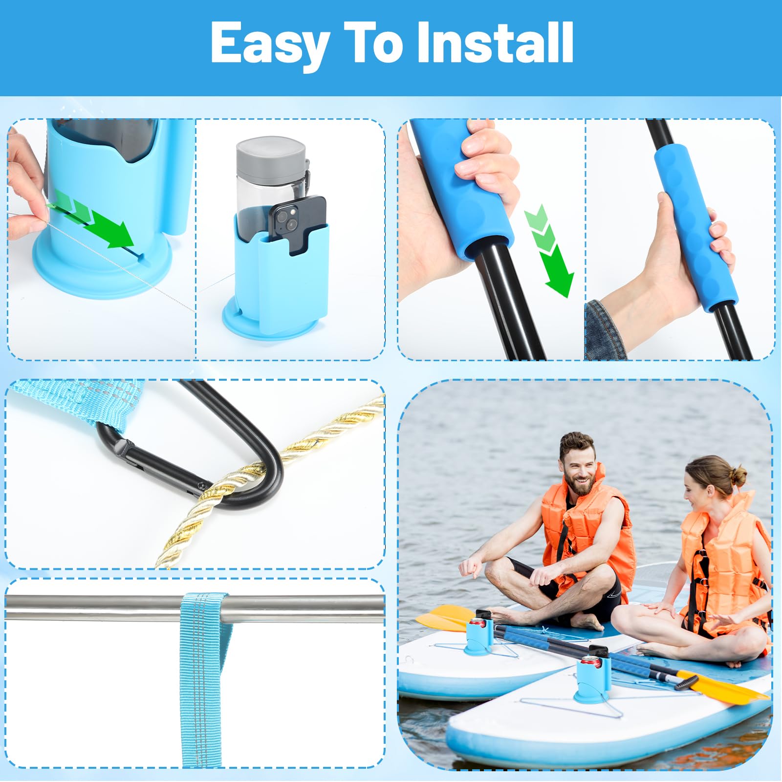 Soulchen accessories installed on SUP keeping drink and paddle secure