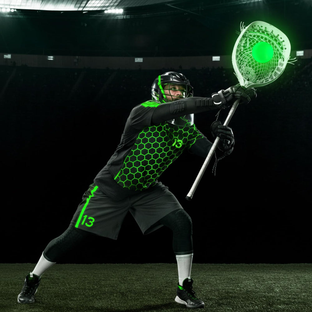 Soulchen balls glowing on a night field conveying extended practice visibility benefit