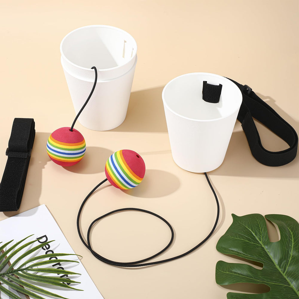 Soulchen kit arranged with cups belts and balls showing easy transportability