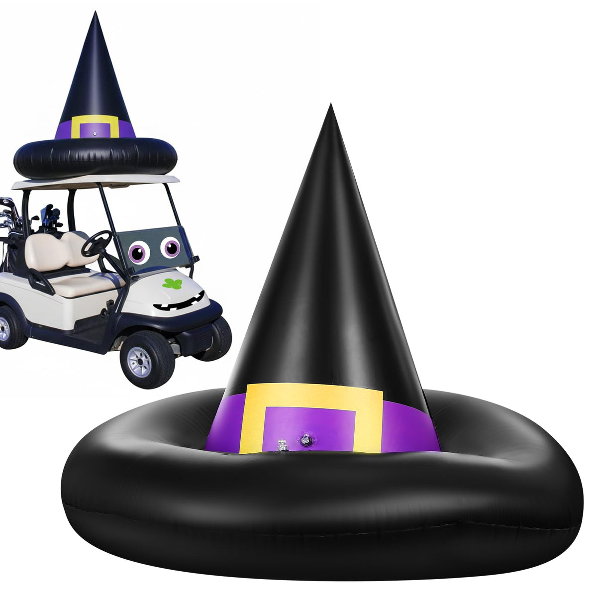Soulchen front view of inflatable witch hat showing bold Halloween silhouette and curb appeal