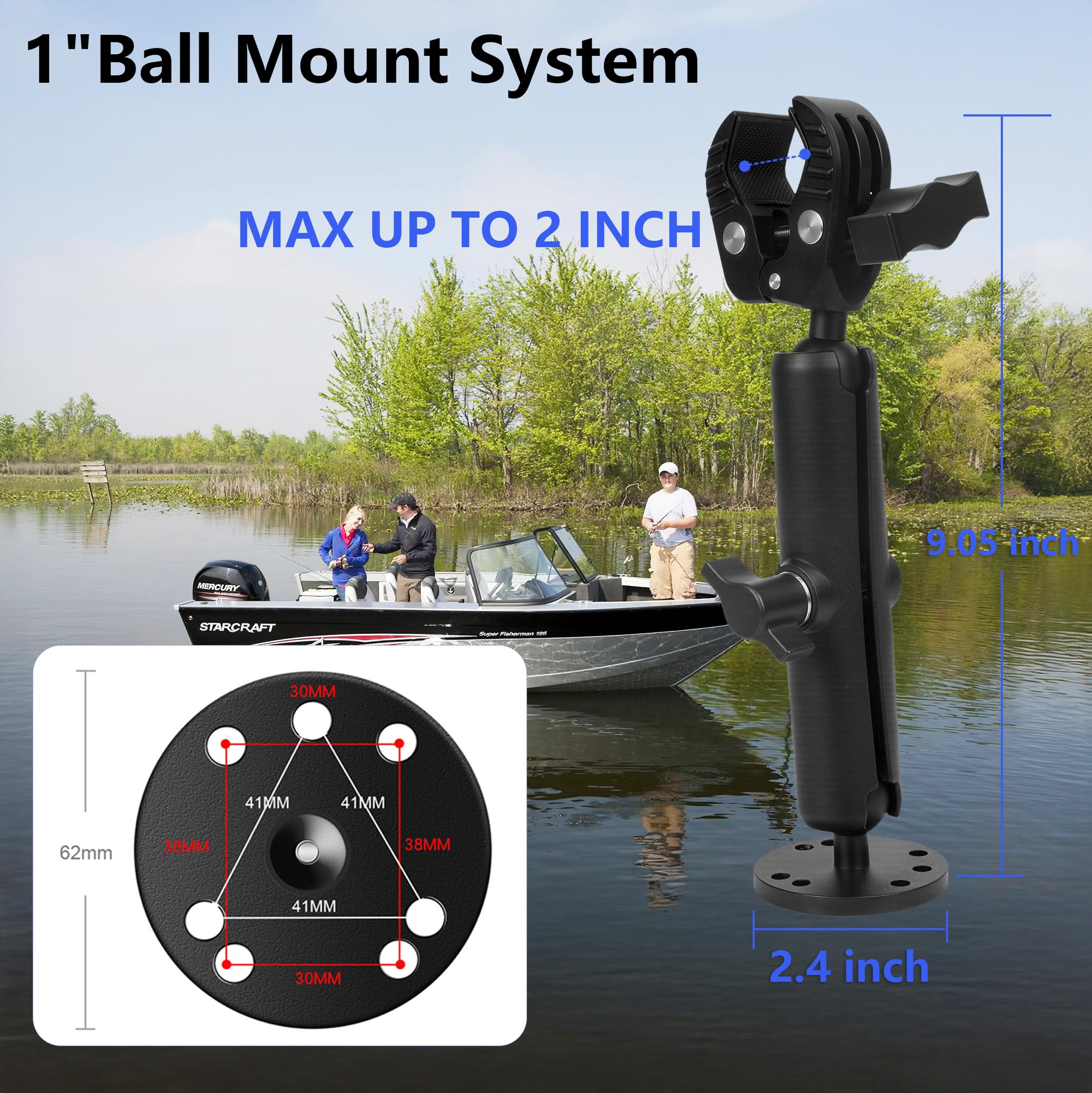 Soulkawa clamp mounted to boat rail demonstrating firm attachment benefit