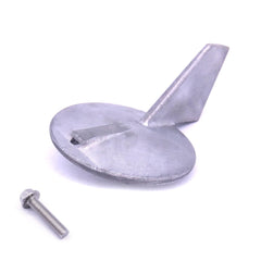 SouthMarine trim tab anode front view showing clean zinc protection