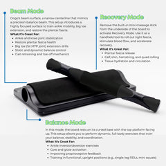 Spacer Mobility Origo Board beam mode closeup displaying narrow support for advanced stability