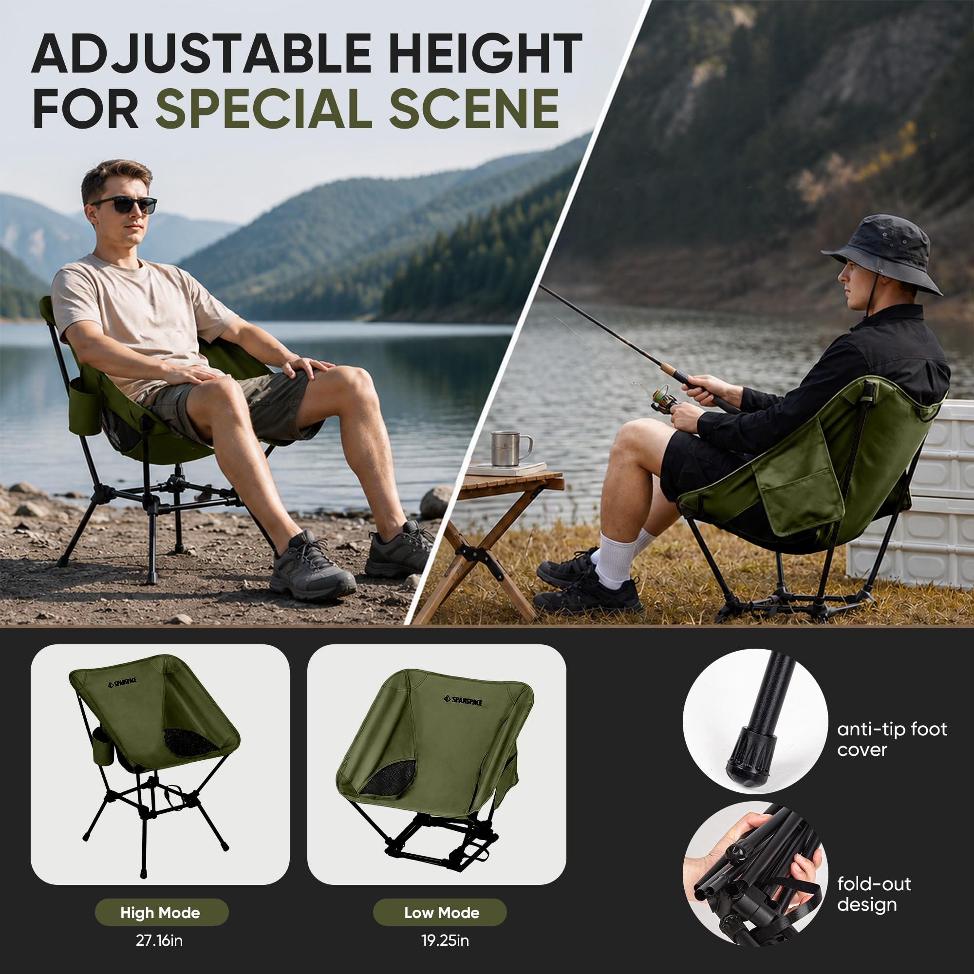 spanspace side pocket and cup holder holding phone and drink, convenience benefit