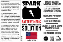 SPARK being poured into a golf cart battery cell to restore charge acceptance