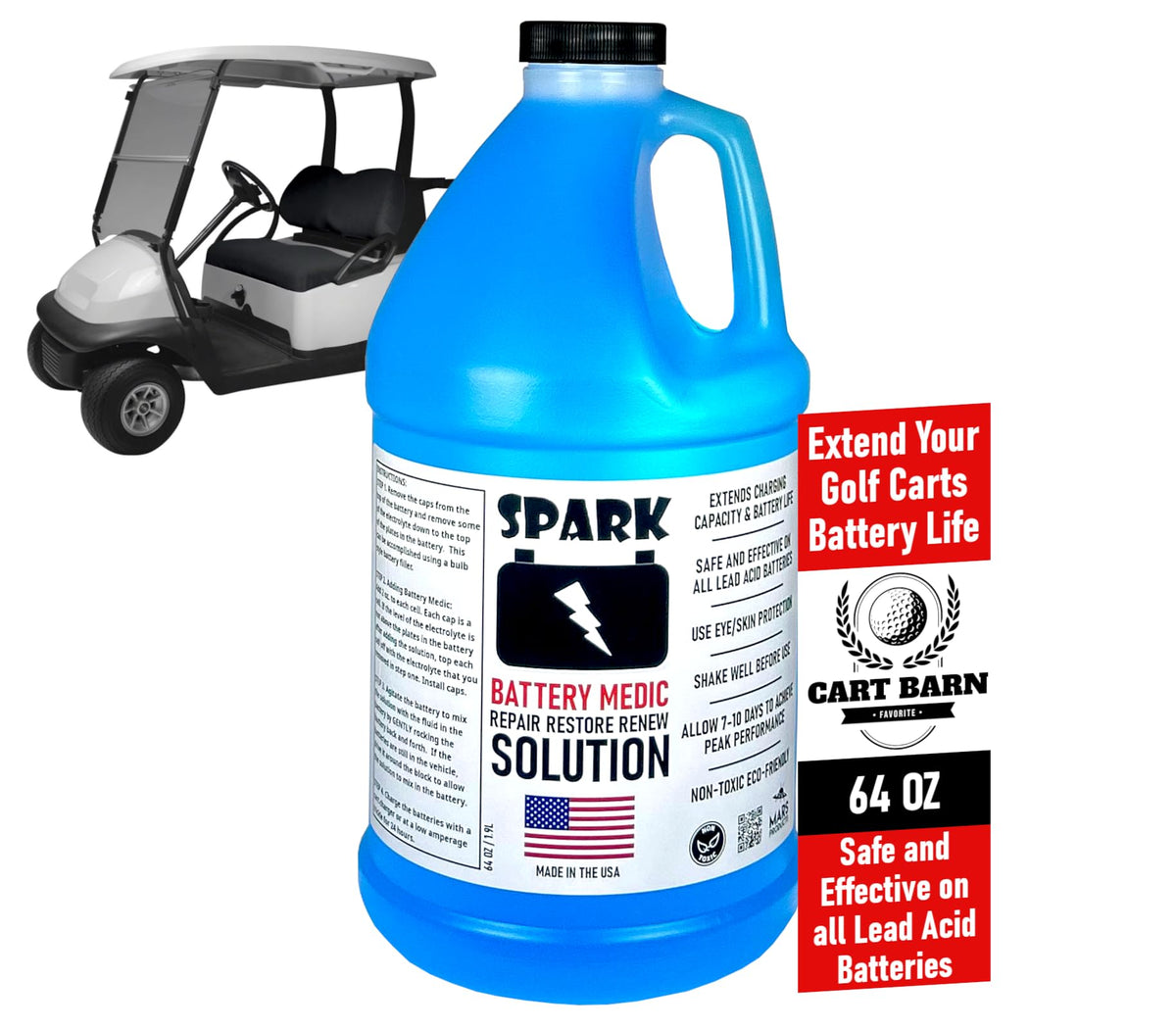 SPARK front label on 64 oz bottle showing product name and benefits