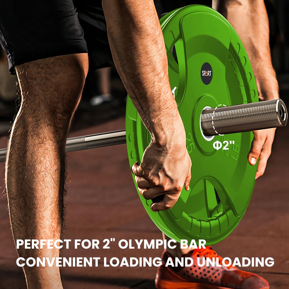 SPART plate loaded on a 2-inch Olympic bar demonstrating compatibility and smooth sliding benefit