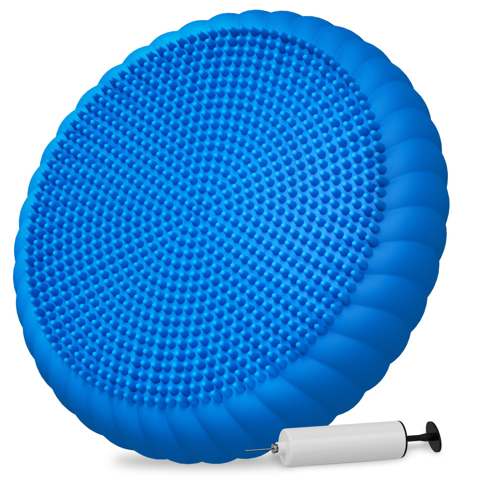 SpaseMaxxx front view showing wobble cushion and included pump for fast setup