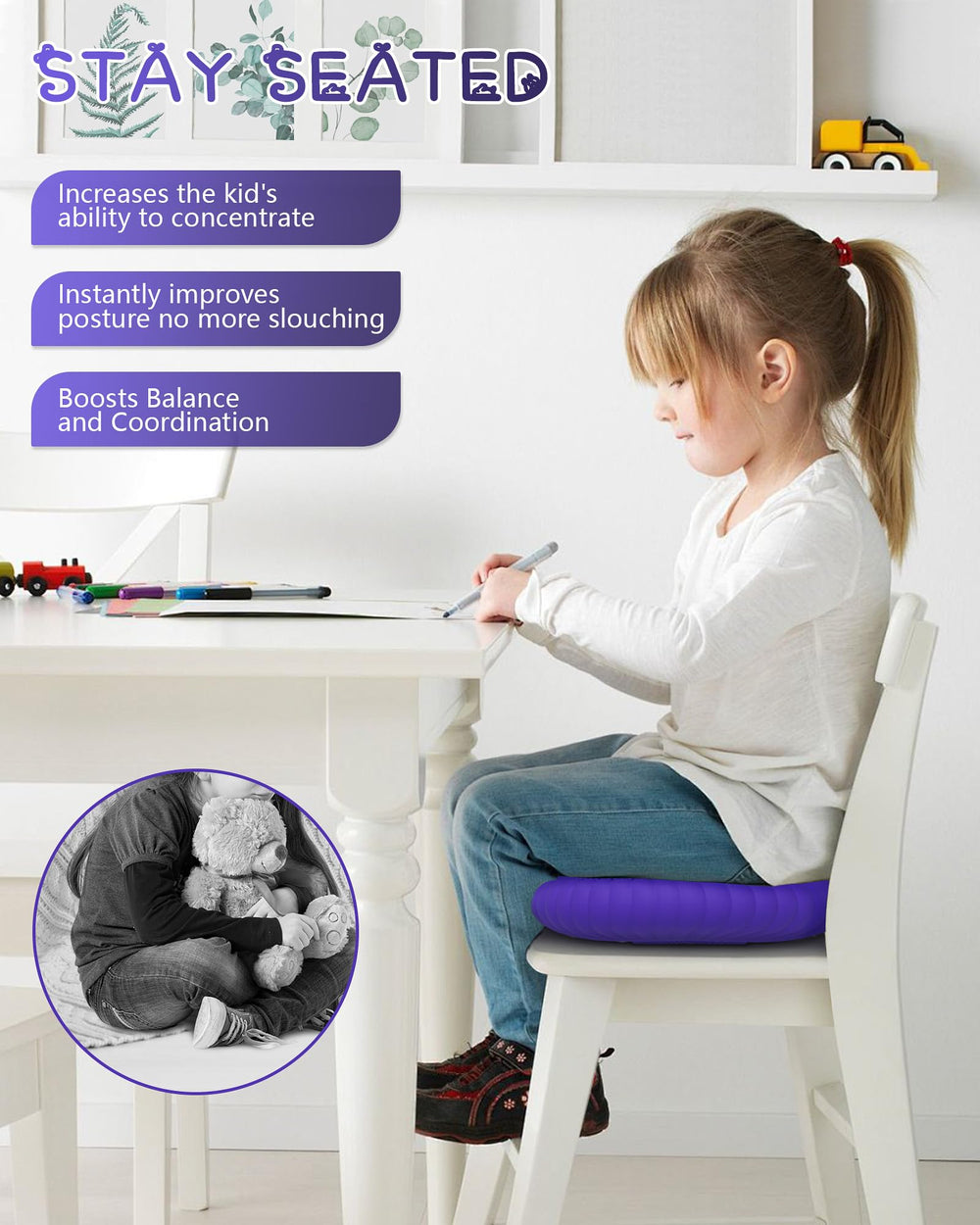 SpaseMaxxx disc on an office chair showing improved posture and reduced stiffness