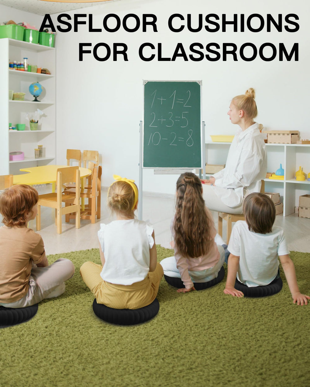 SpaseMaxxx on a school chair in classroom helping children maintain attention