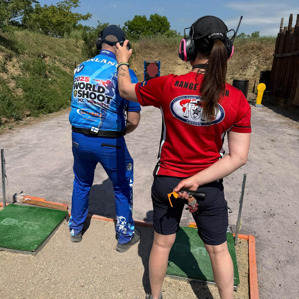 SPECIAL PIE mounted at a competition stage showing trusted use in IPSC events