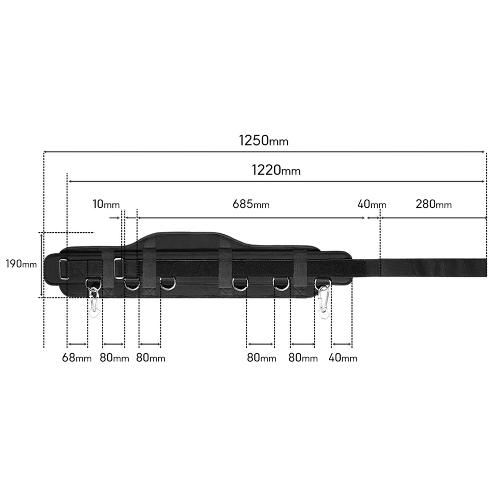 Speediance belt next to measuring tape showing size options benefit