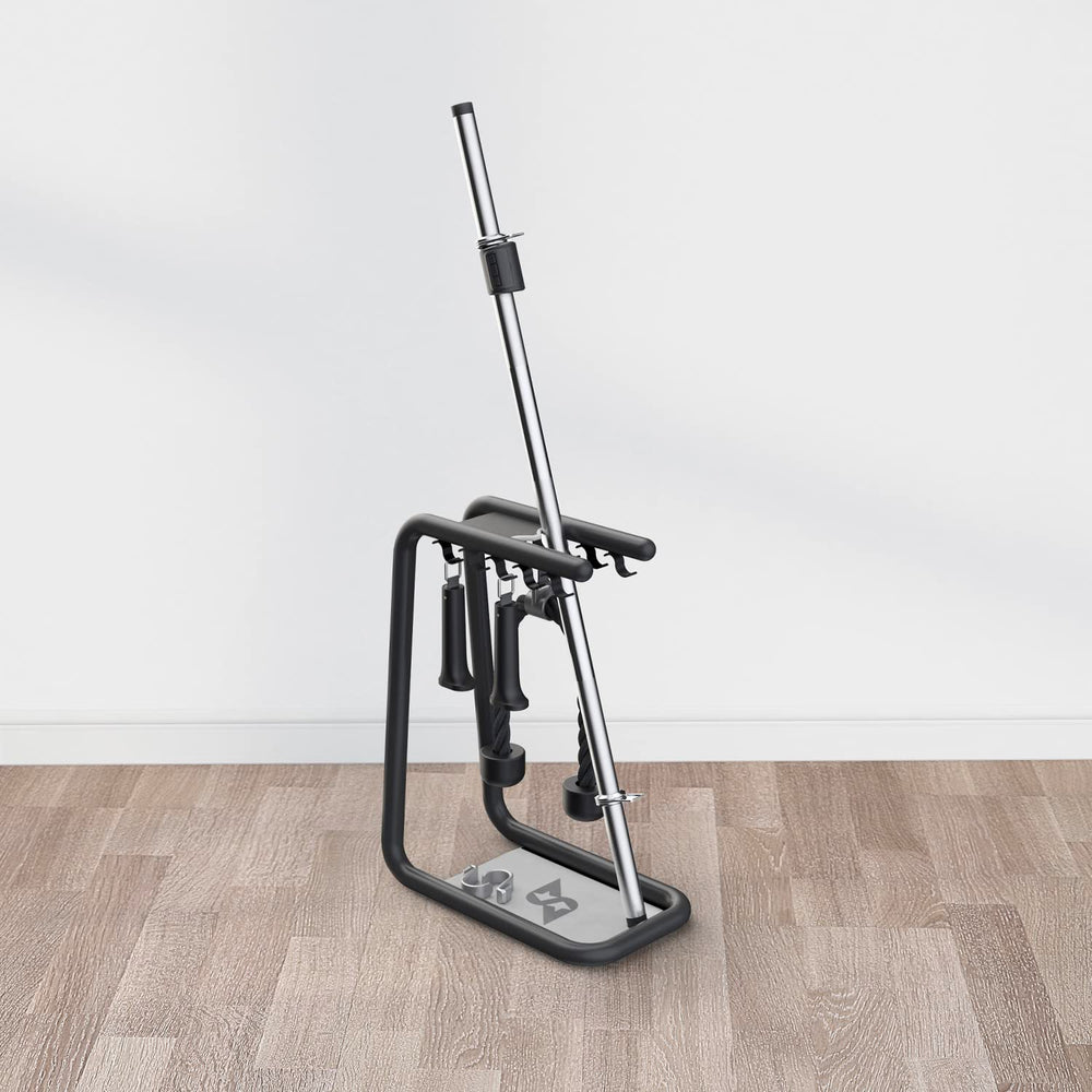 Speediance mounted in a home gym environment creating an organized stylish workout area