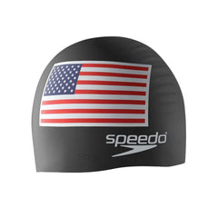 Speedo front view of silicone swim cap showing smooth fit and protection