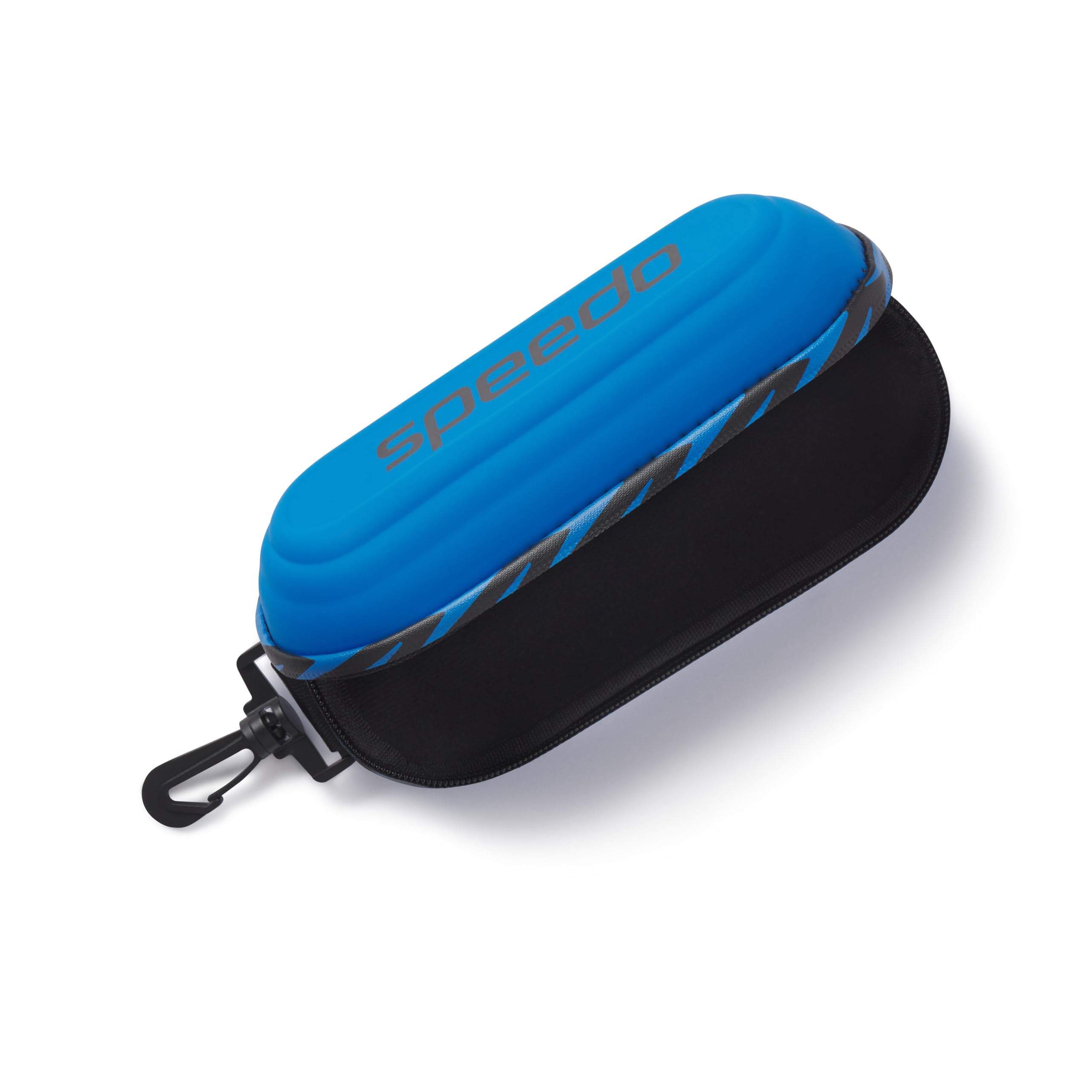 Speedo open case interior padding visible to protect goggles from scratches