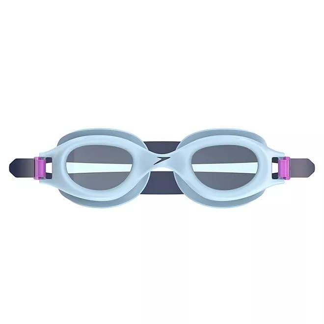 Speedo goggles worn in pool demonstrating leak-proof seal while swimming