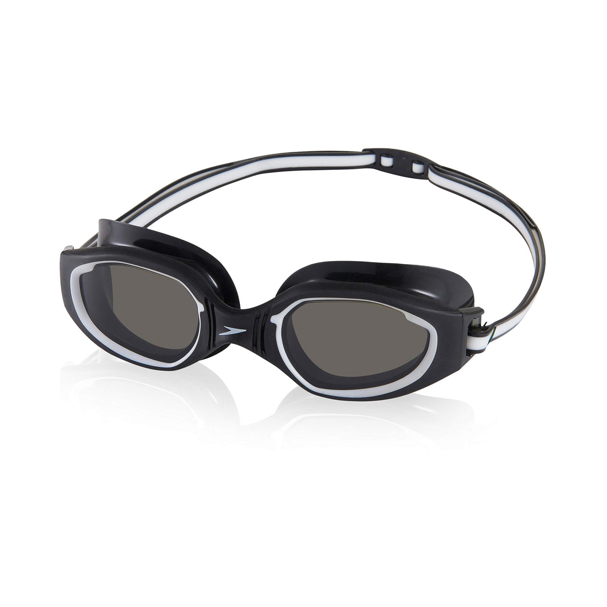 Speedo front view of Hydro Comfort goggles showing sleek fit and clear vision