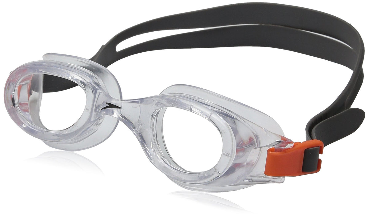 Speedo Hydrospex front view showing silver ice goggles and clear branding for confident selection