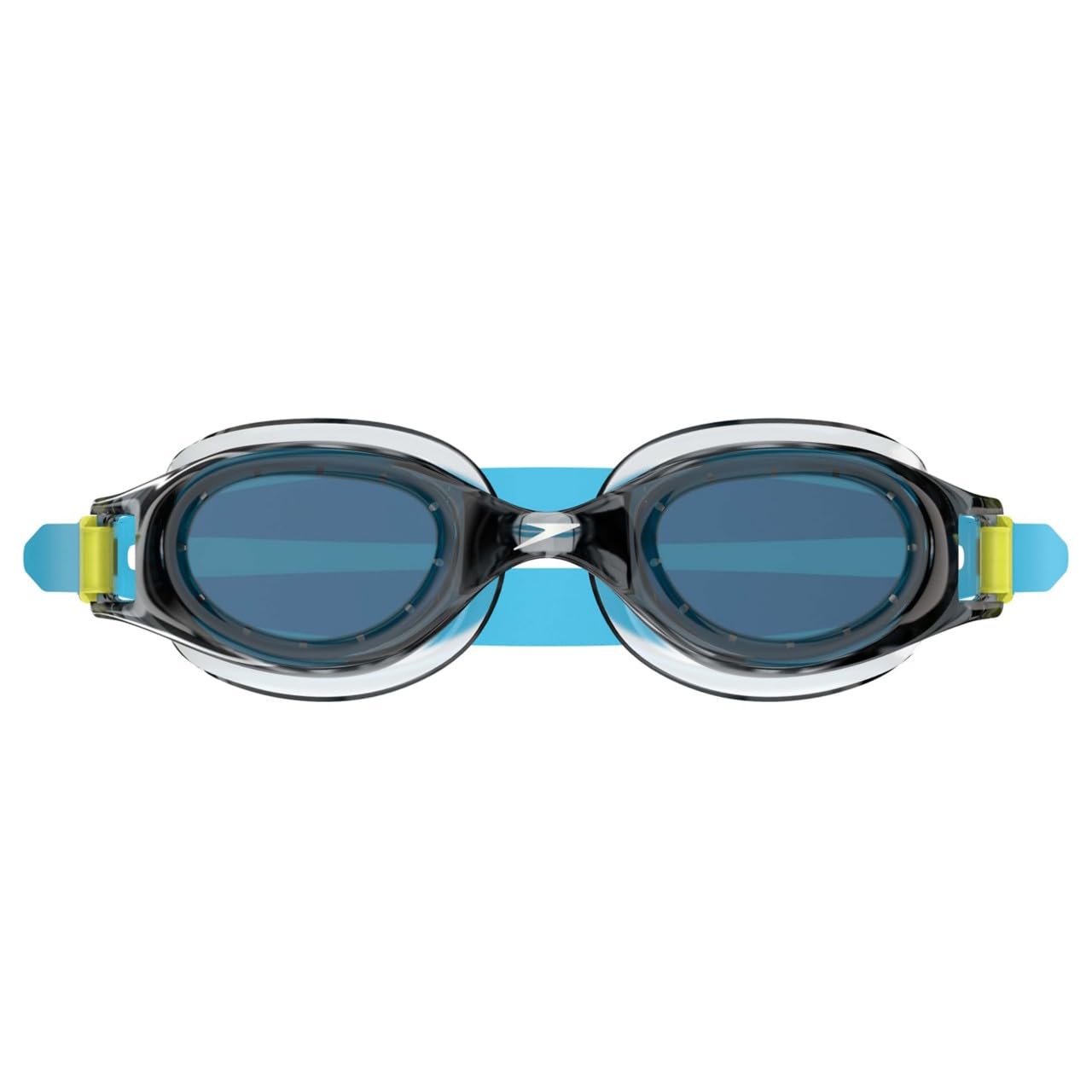 Speedo Hydrospex front view showing grey-blue goggles and comfortable fit