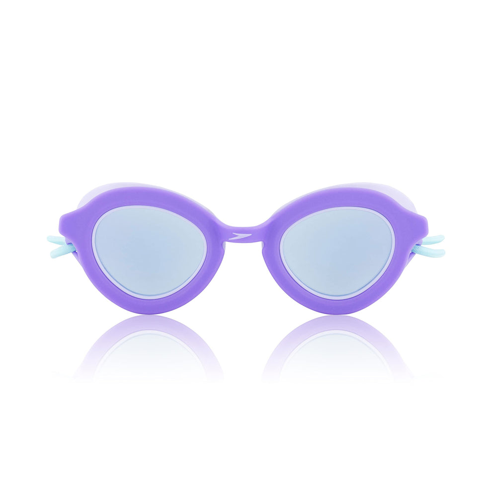 Speedo closeup of polycarbonate lenses highlighting UV protection benefit