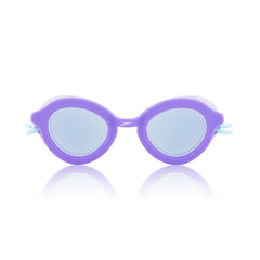 Speedo closeup of polycarbonate lenses highlighting UV protection benefit