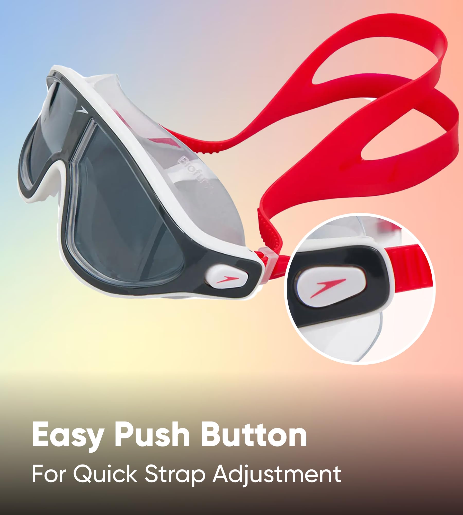 Speedo Rift Pro frame and seal close-up showing non-slip edge for stable fit