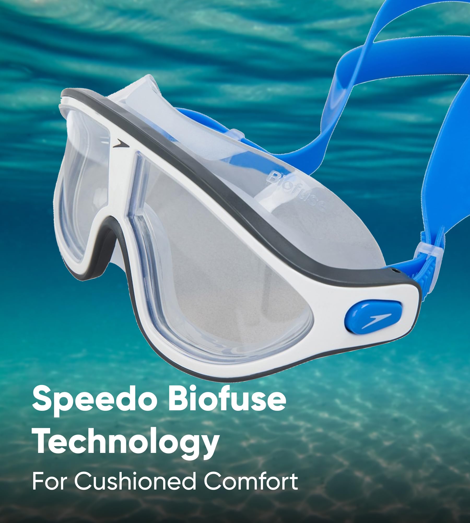 Speedo Rift Pro smoke lens close-up showing glare reduction and clear optics